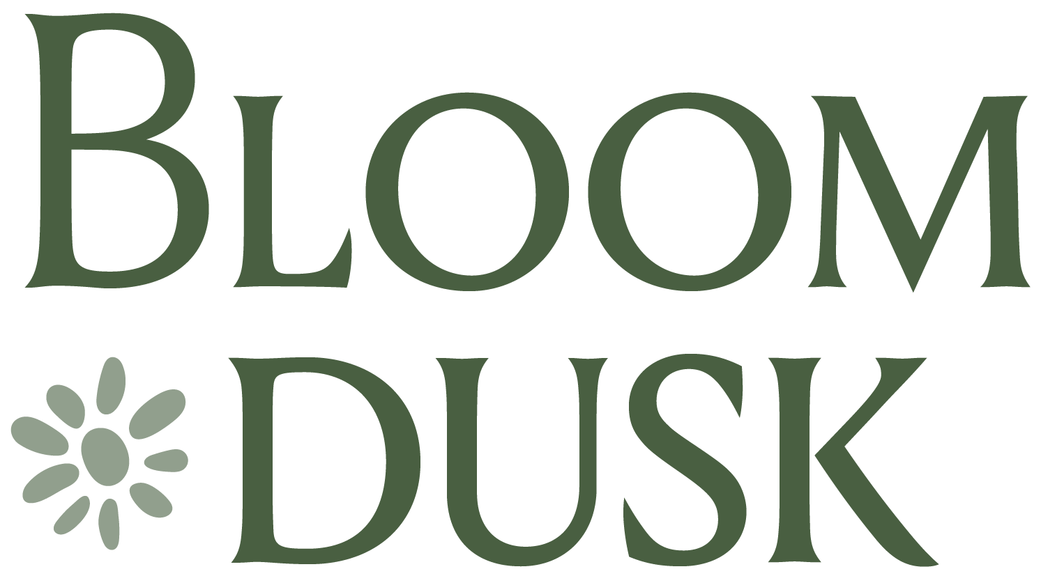 Bloom at Dusk portrait logo in Moss